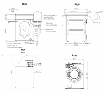 Asko wasmachine technische tekening goud laundry solutions