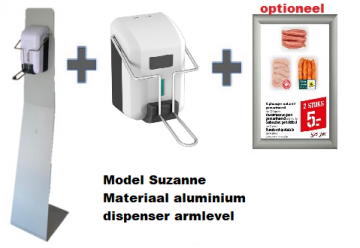 Desinfectiezuil suzanne aluminium met armdoseerpomp